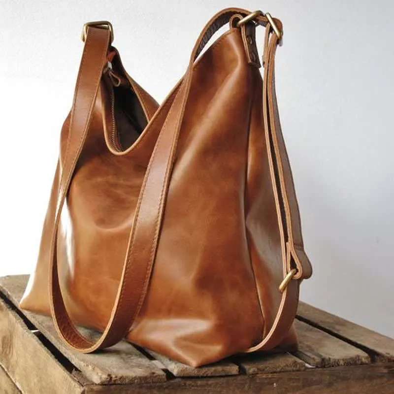 2 Way-Use Large Capacity Vintage Backpack Crossbody Bag