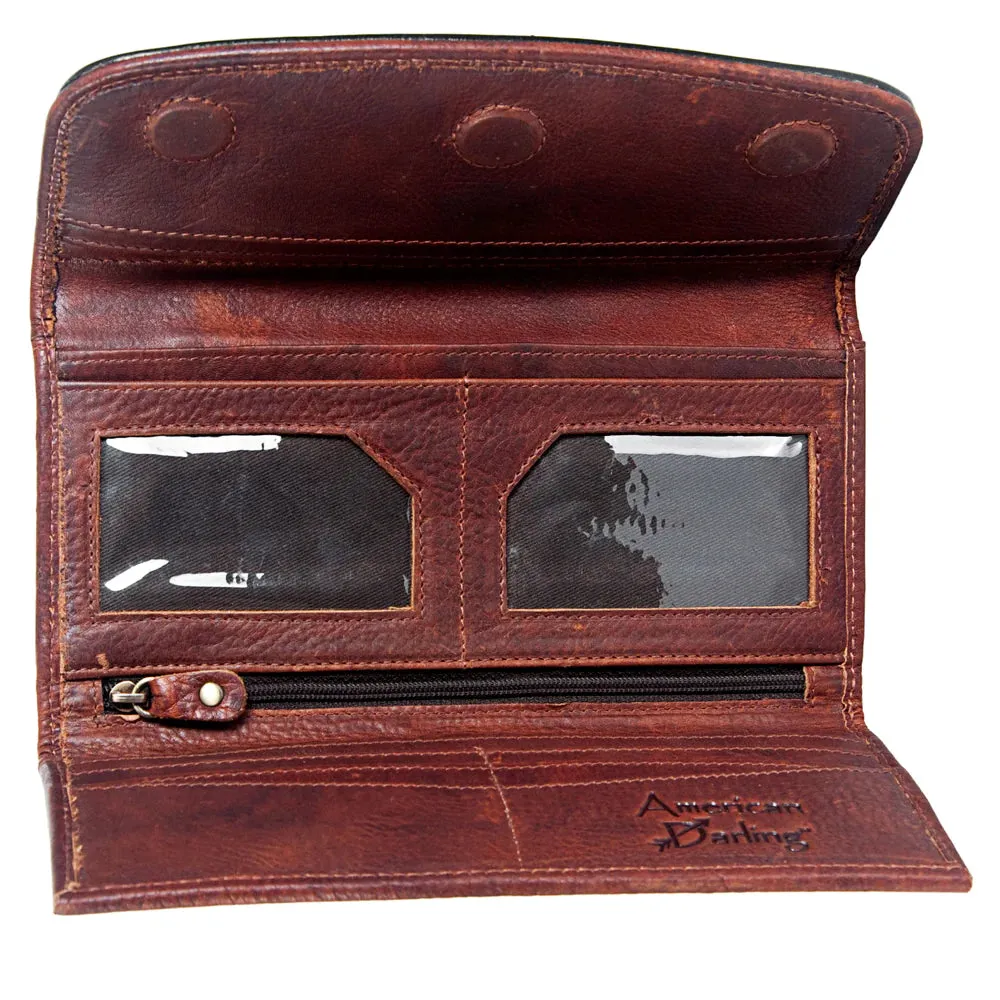 American Darling Leather Aztec Thunder Bird Painted Wallet