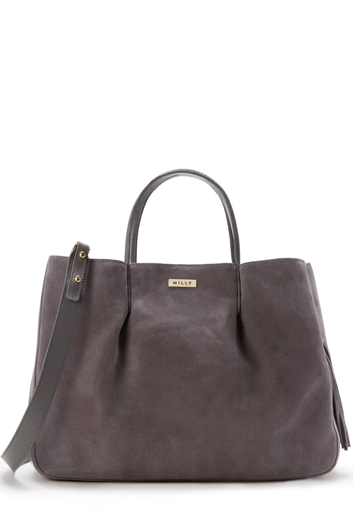 Astor Ruffle Suede Pinched Tote