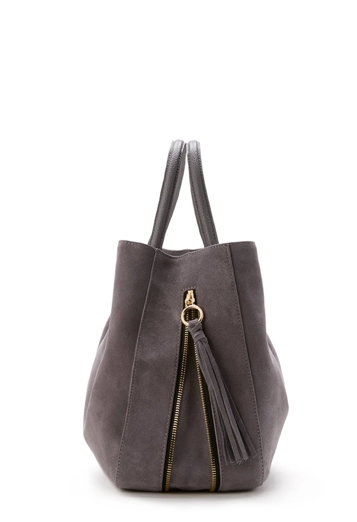 Astor Ruffle Suede Pinched Tote