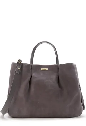 Astor Ruffle Suede Pinched Tote