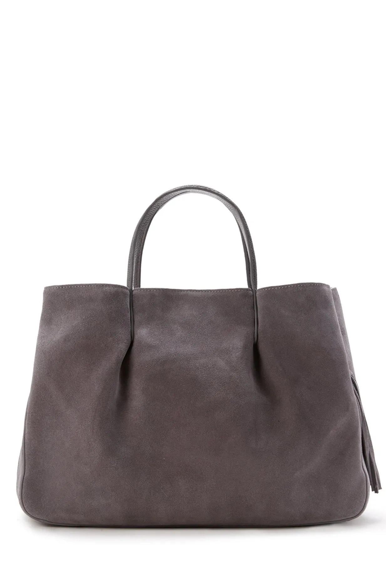 Astor Ruffle Suede Pinched Tote