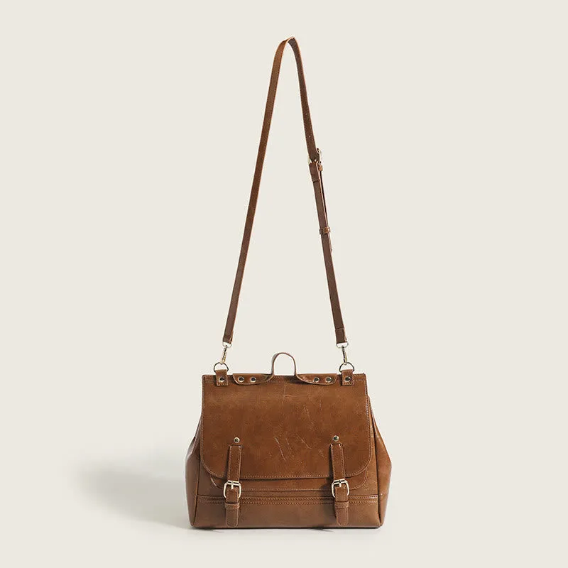 Backpack For Women Vintage Oil Wax Leather Multi-Functional Crossbody Bag