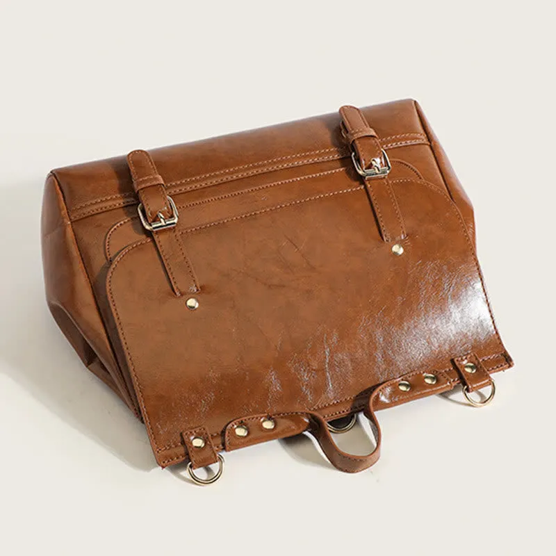 Backpack For Women Vintage Oil Wax Leather Multi-Functional Crossbody Bag