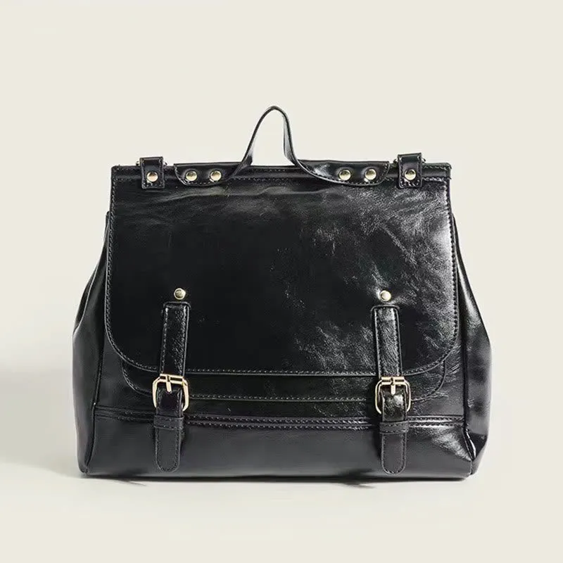 Backpack For Women Vintage Oil Wax Leather Multi-Functional Crossbody Bag