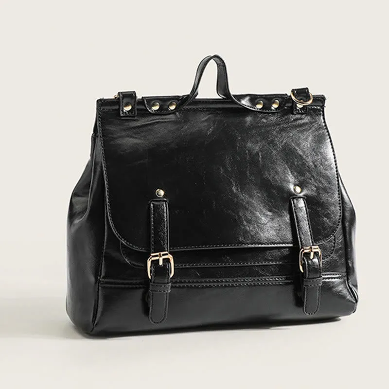 Backpack For Women Vintage Oil Wax Leather Multi-Functional Crossbody Bag