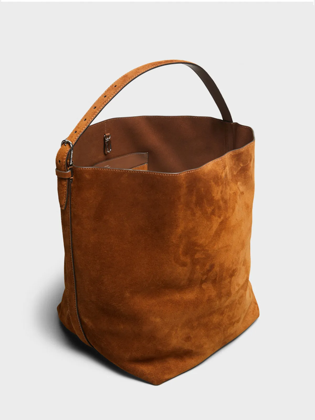 Belted Tote Bag in Tan Brown