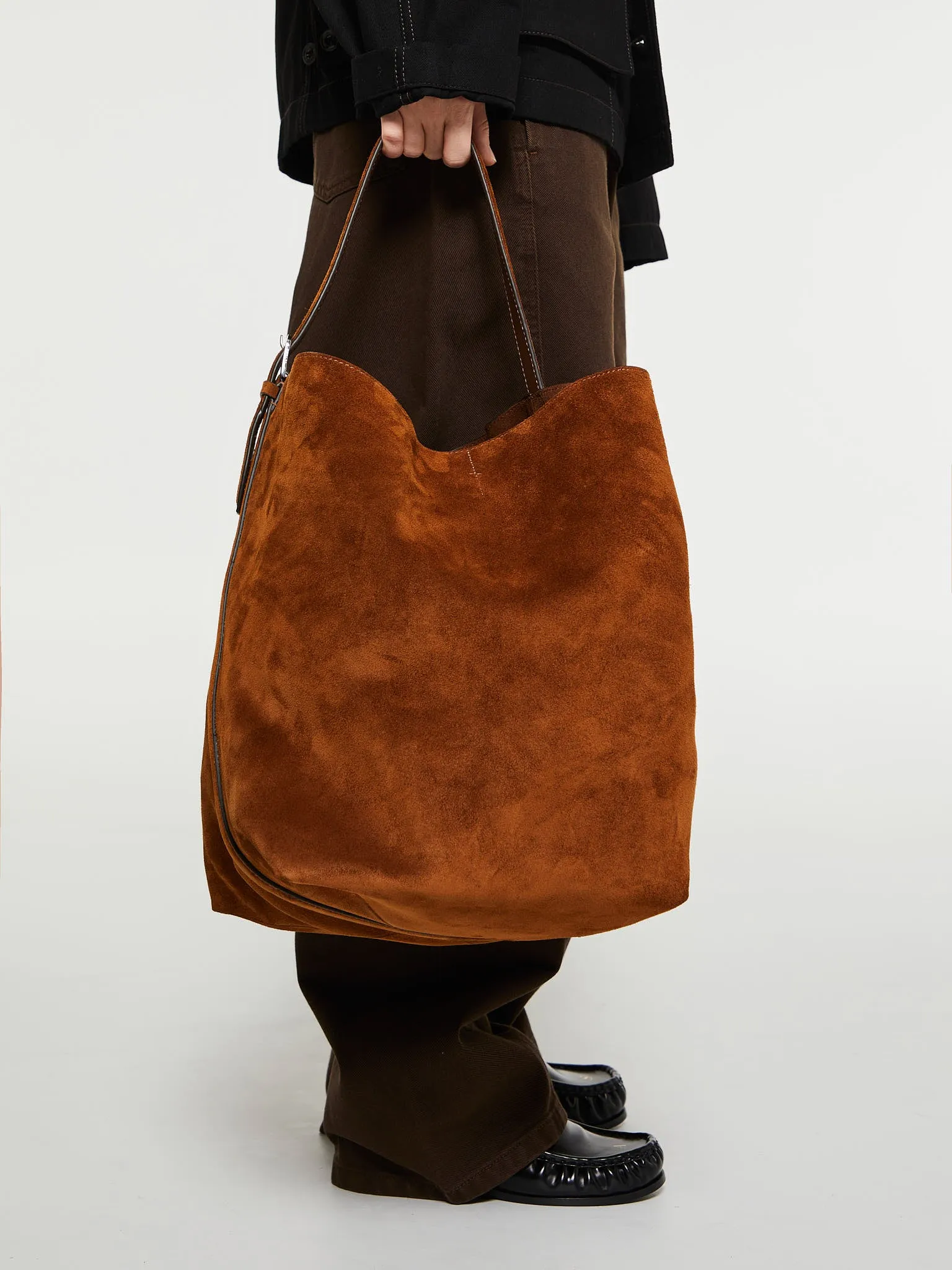 Belted Tote Bag in Tan Brown