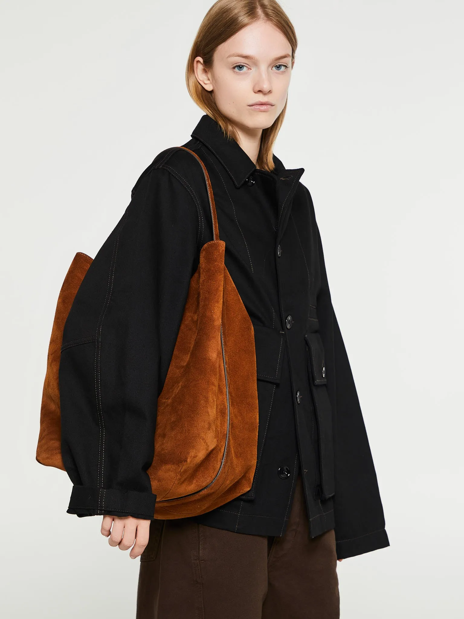Belted Tote Bag in Tan Brown