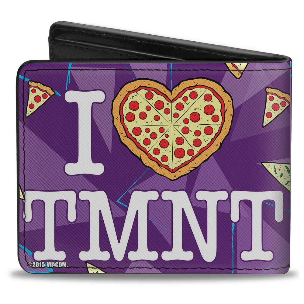 Bi-Fold Wallet - Classic TMNT Faces   I "PIZZA-HEART" TMNT Purple Pizza