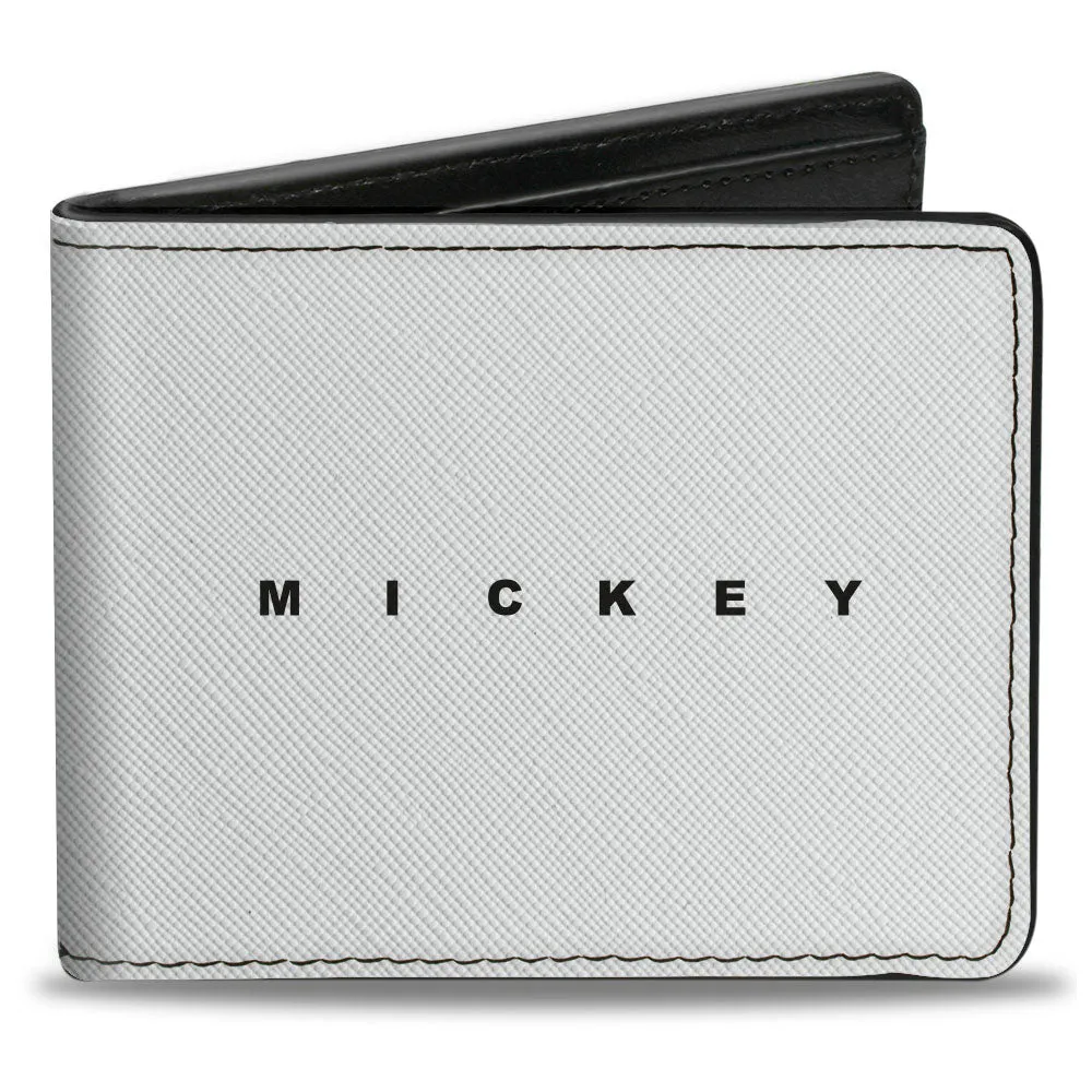 Bi-Fold Wallet - MICKEY Text   Classic Silhouette M Pose White Black