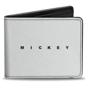 Bi-Fold Wallet - MICKEY Text   Classic Silhouette M Pose White Black