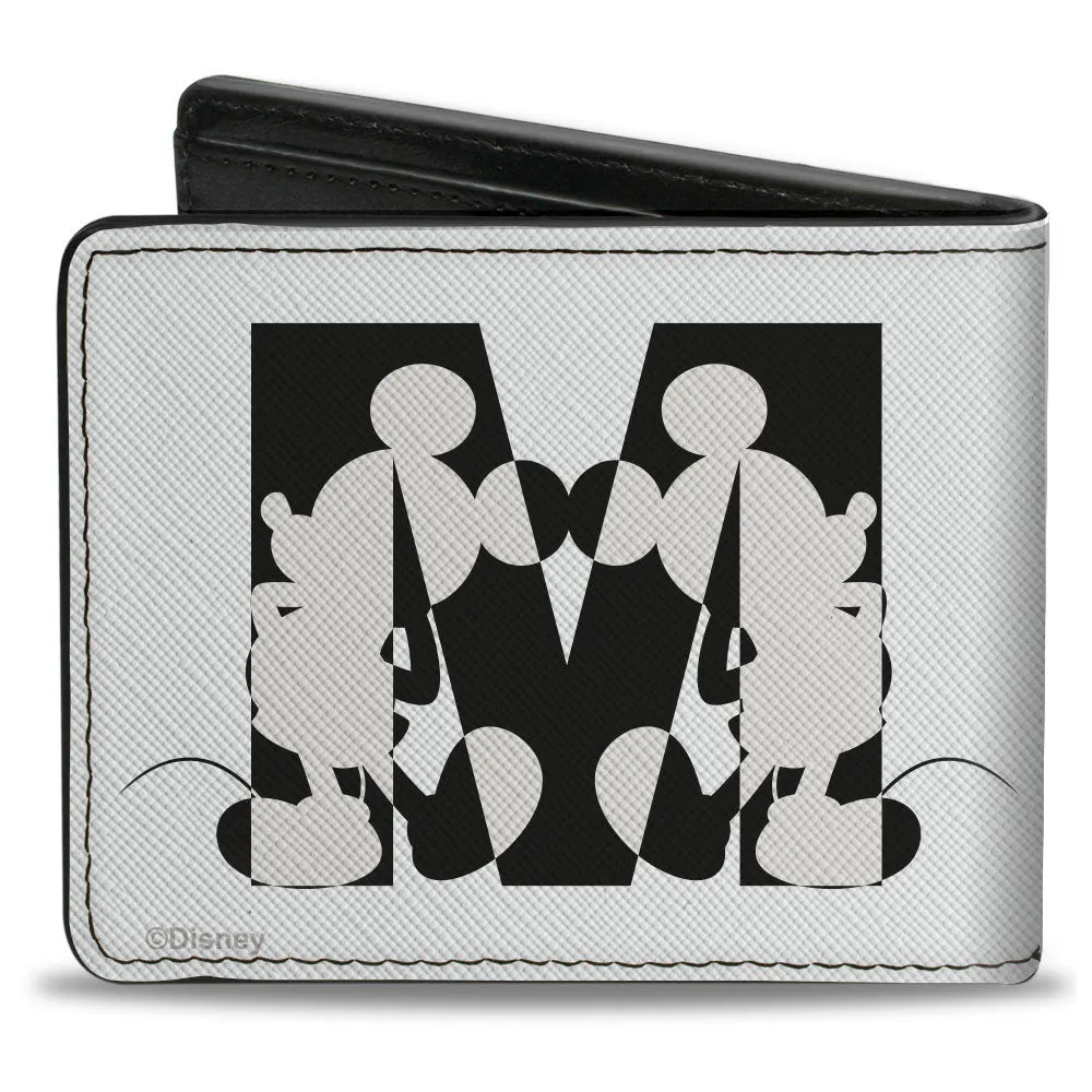 Bi-Fold Wallet - MICKEY Text   Classic Silhouette M Pose White Black