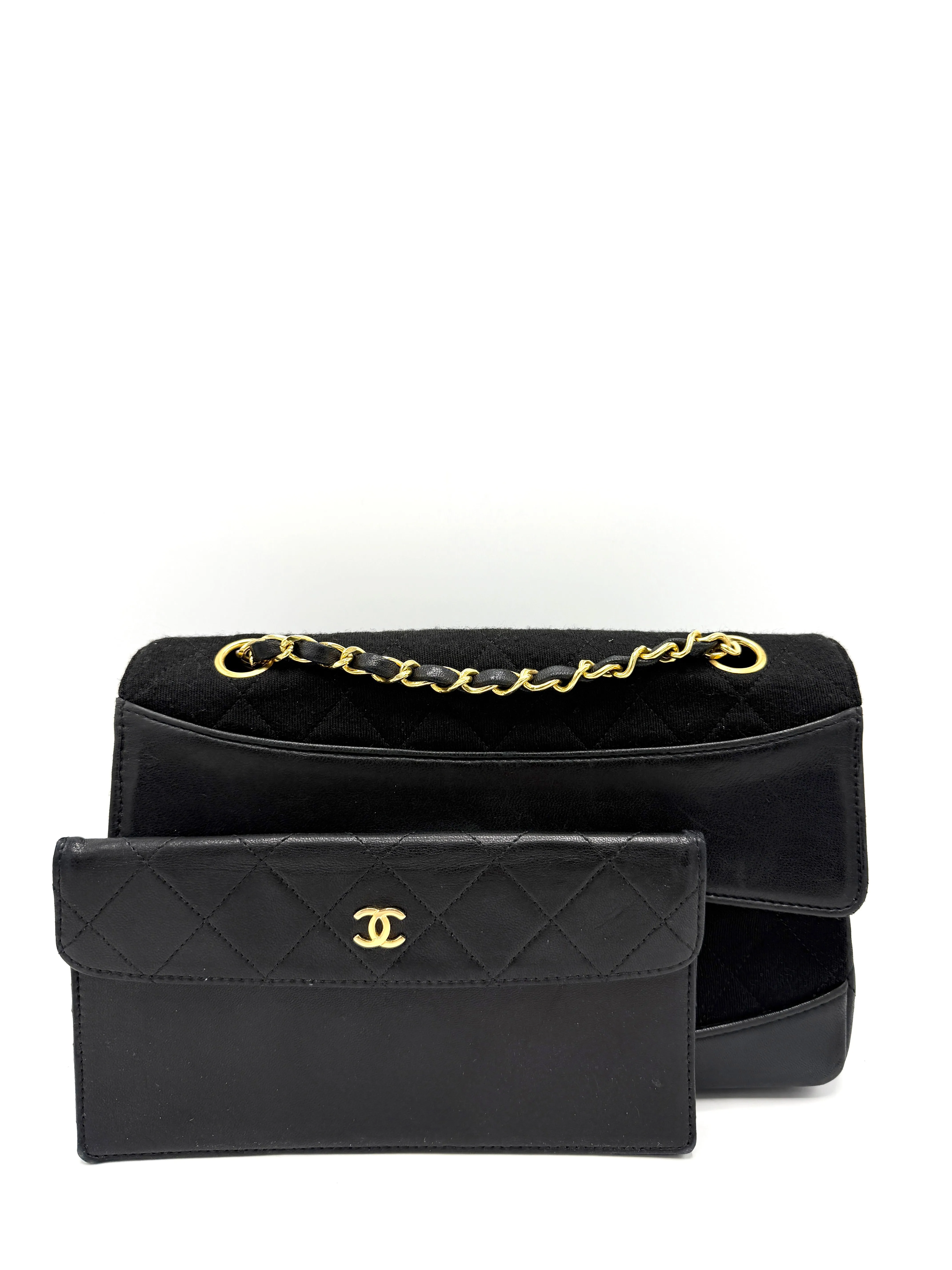 Black 24K CC Cotton Quilted/Lambskin Flap