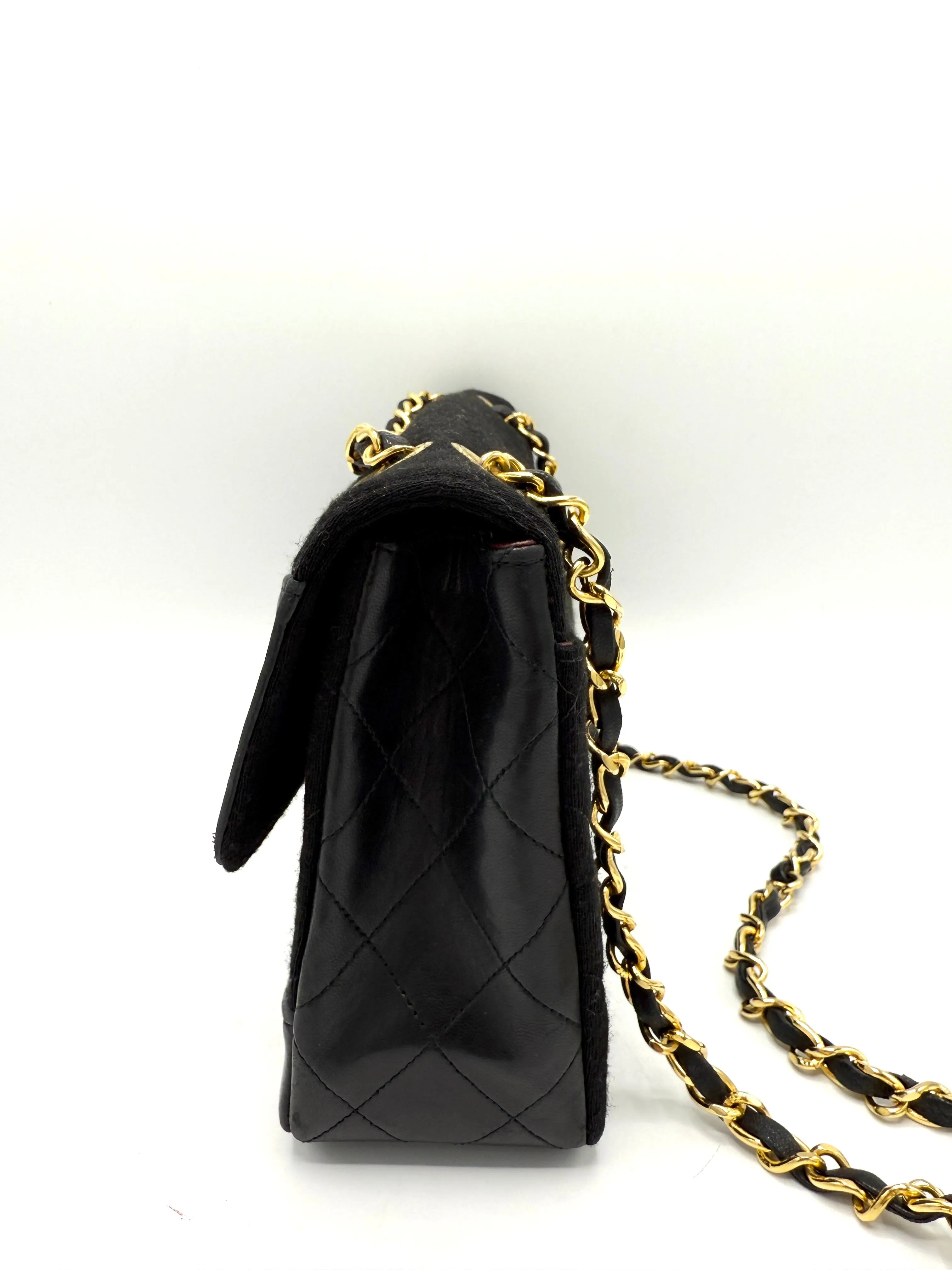 Black 24K CC Cotton Quilted/Lambskin Flap