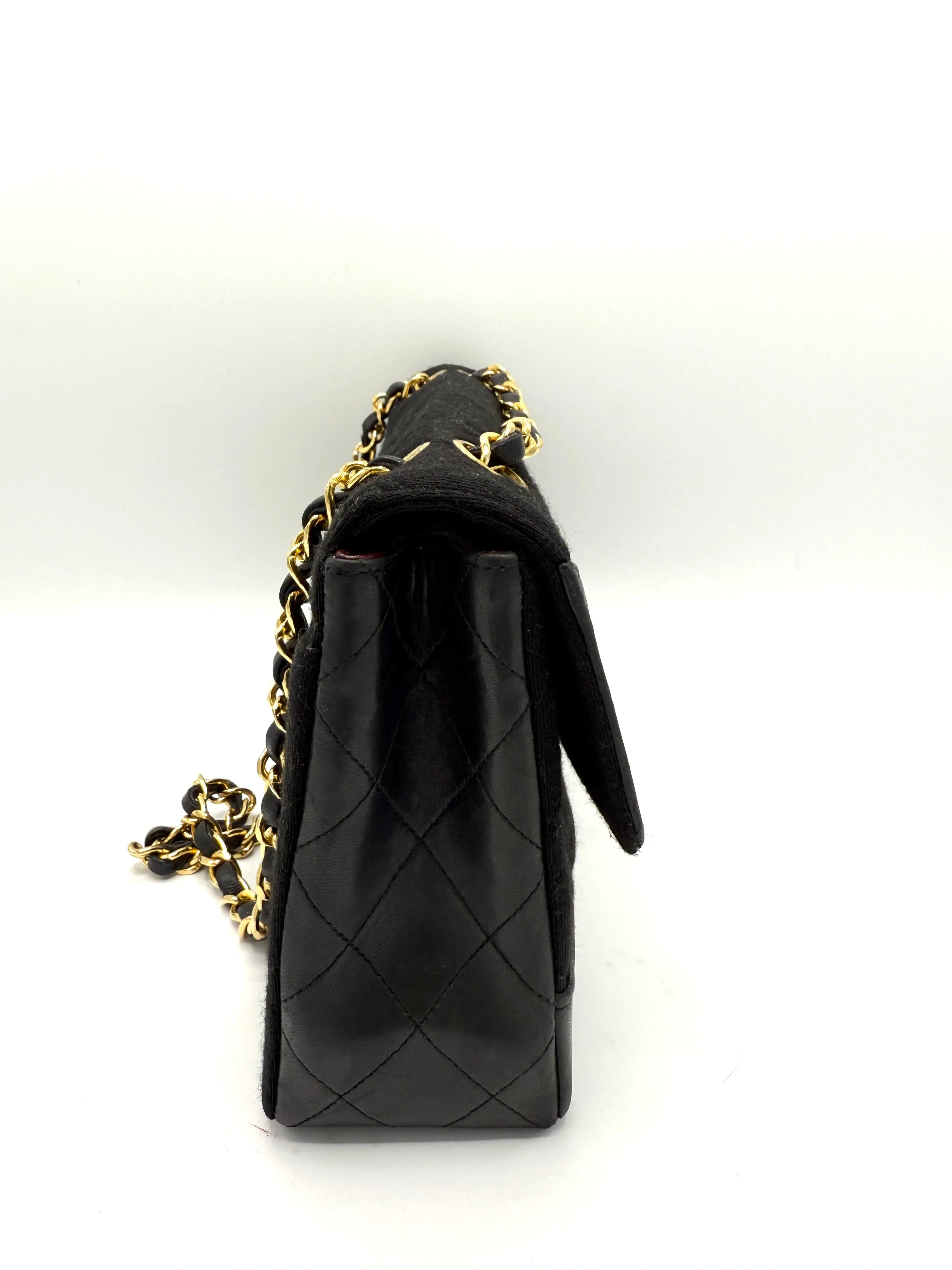 Black 24K CC Cotton Quilted/Lambskin Flap