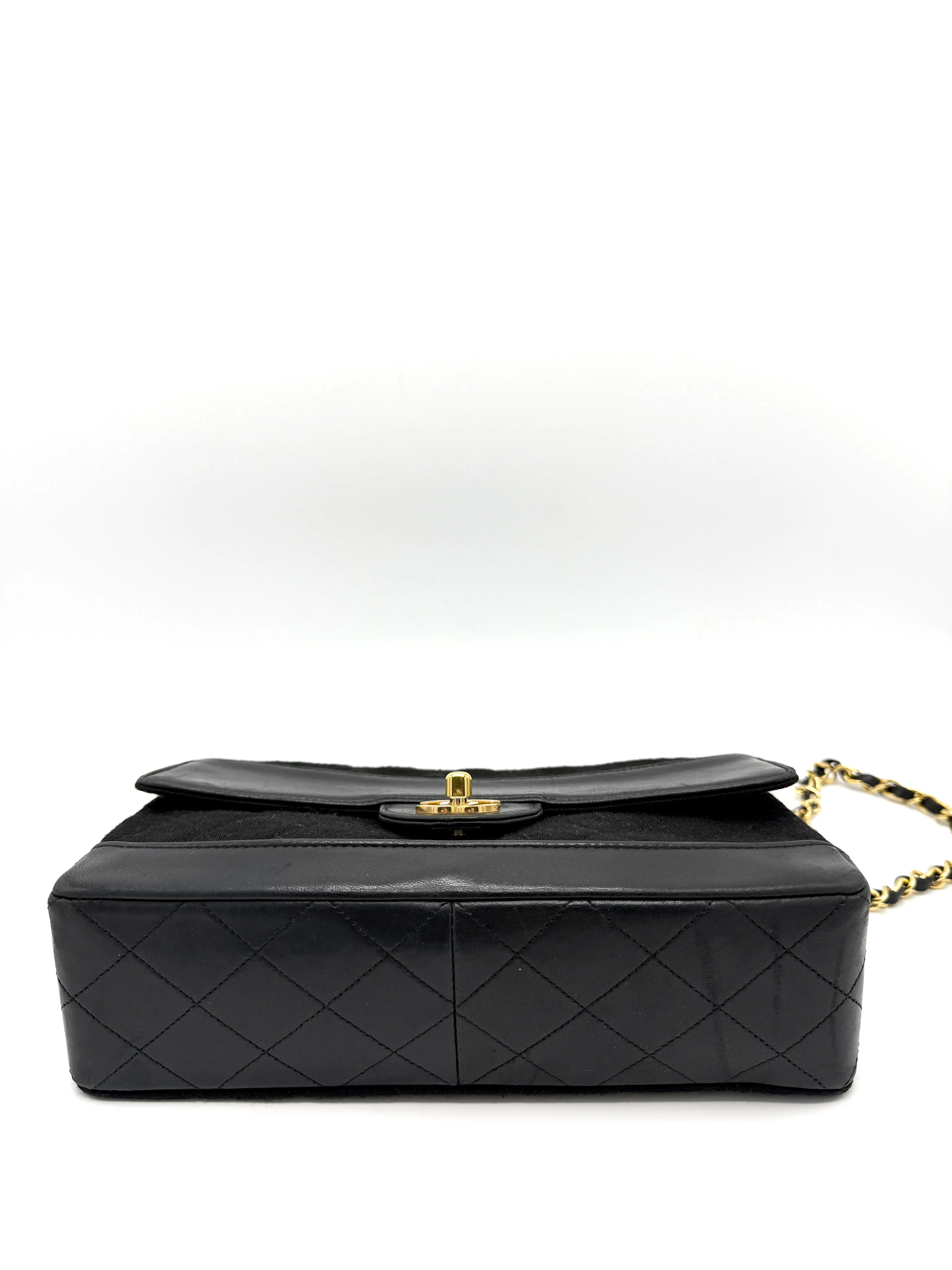 Black 24K CC Cotton Quilted/Lambskin Flap