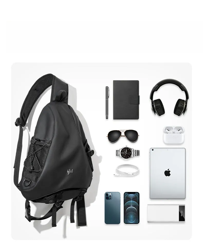 Black Large Sling Bag For Travel Cool Backpack Sling Waterproof Large Hiking Sling Bag For Big Men