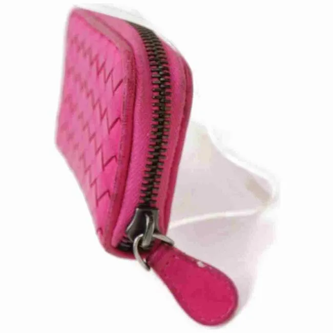 Bottega Veneta Fuchsia Woven Leather Intrecciato Wallet
