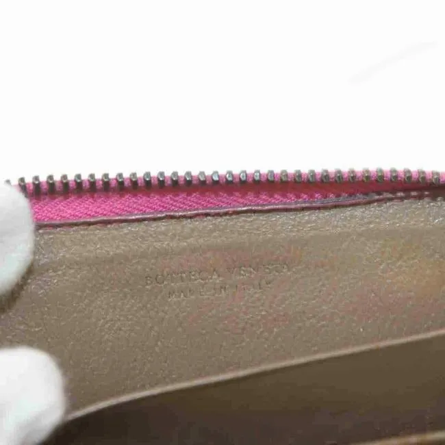Bottega Veneta Fuchsia Woven Leather Intrecciato Wallet