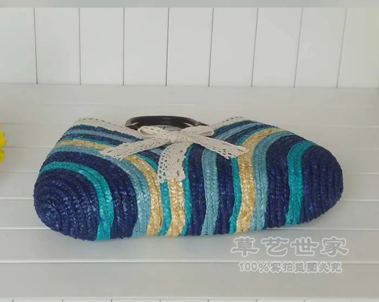BOWTIE STRAW BAG(BLUE)