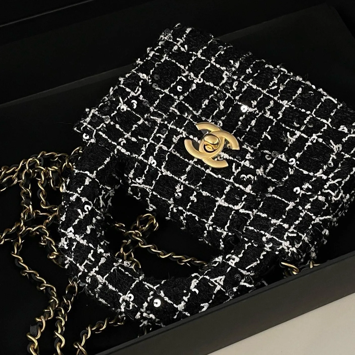 Brand New Chanel 24P Tweed Mini Kelly Nano Microchip