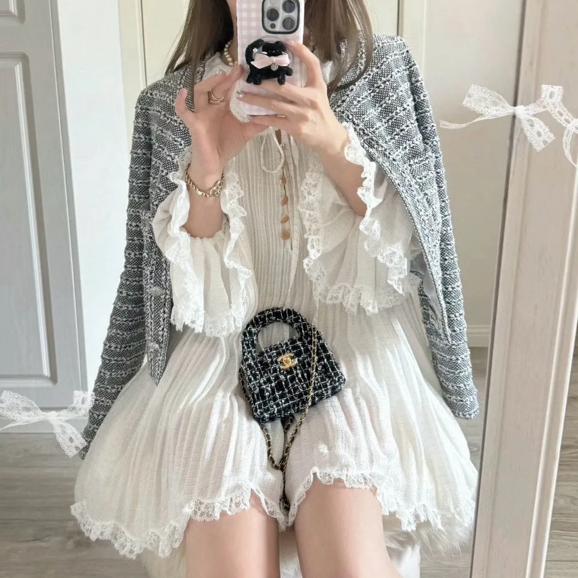 Brand New Chanel 24P Tweed Mini Kelly Nano Microchip