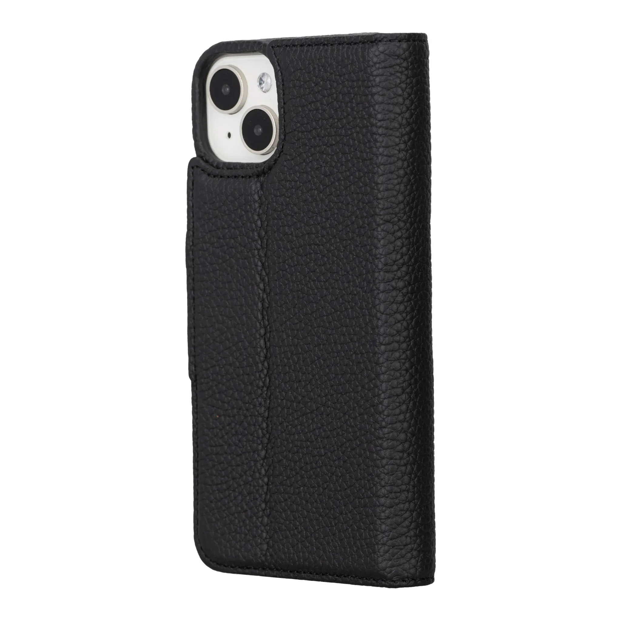 Burkley iPhone 15 Plus Wallet Case, Pebble Black