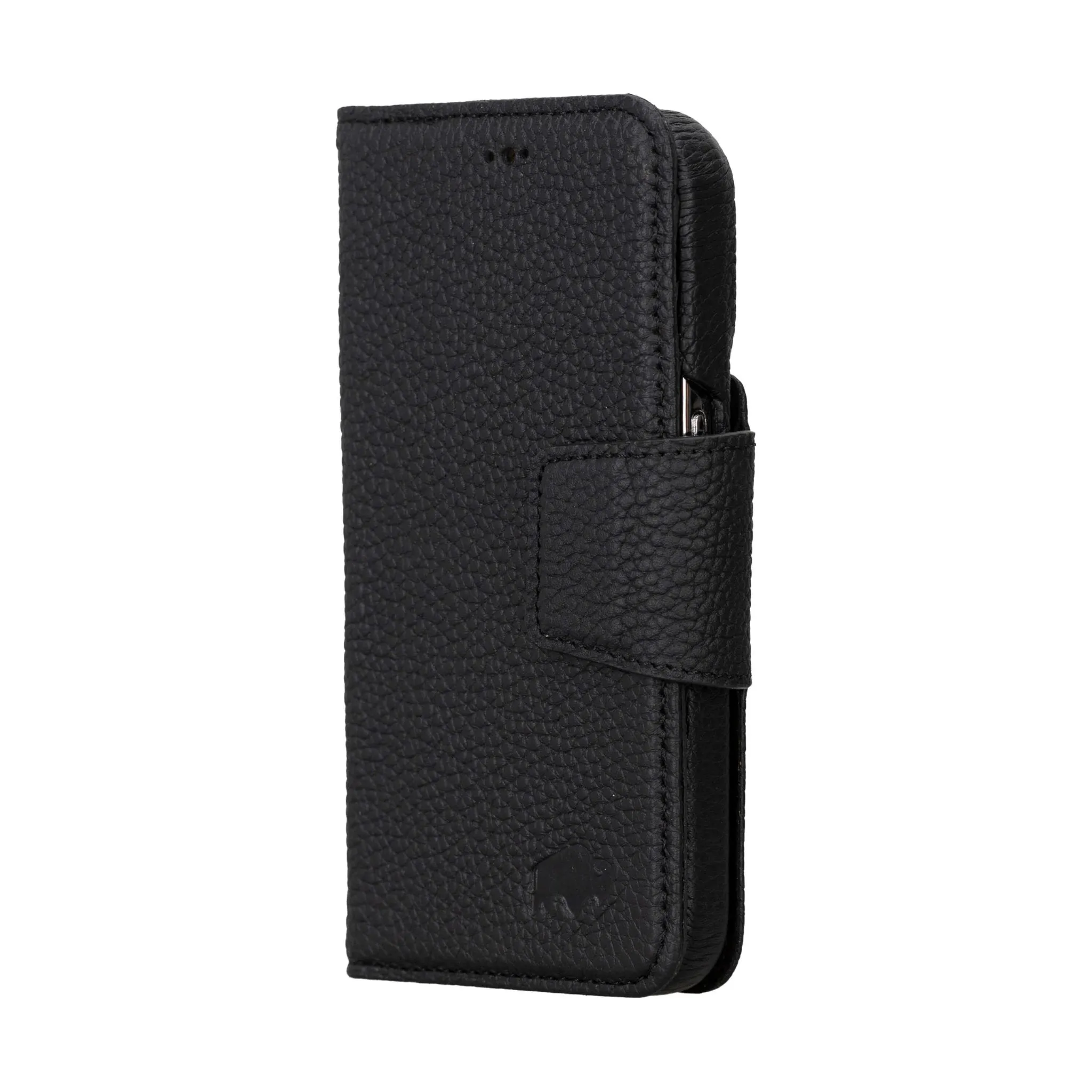 Burkley iPhone 15 Pro Wallet Case, Pebble Black