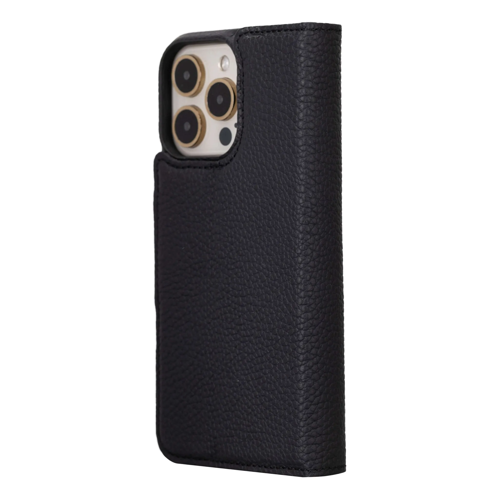 Burkley iPhone 16 Pro Max Wallet Case, Pebble Black