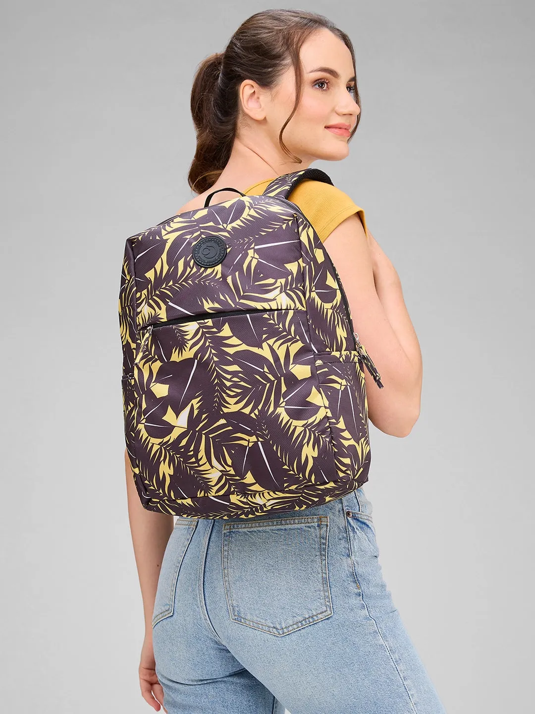 Caprese Eddy Laptop Backpack Medium Printed Black