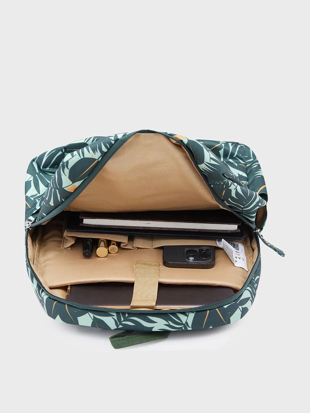 Caprese Eddy Laptop Backpack Medium Printed Green