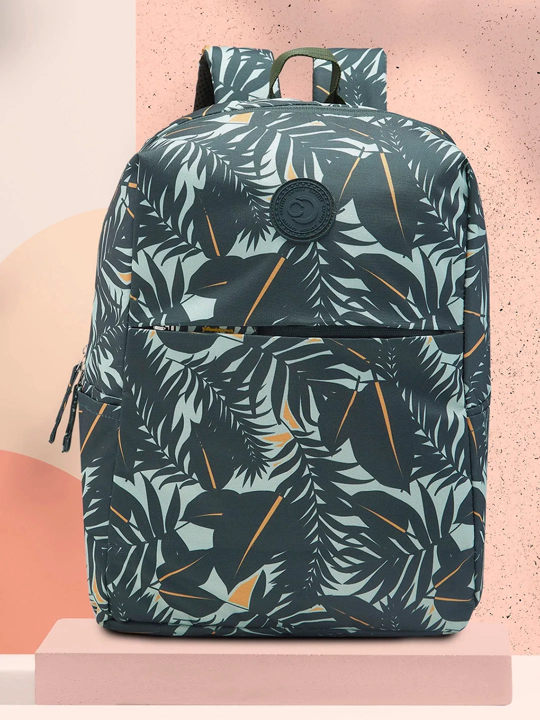 Caprese Eddy Laptop Backpack Medium Printed Green