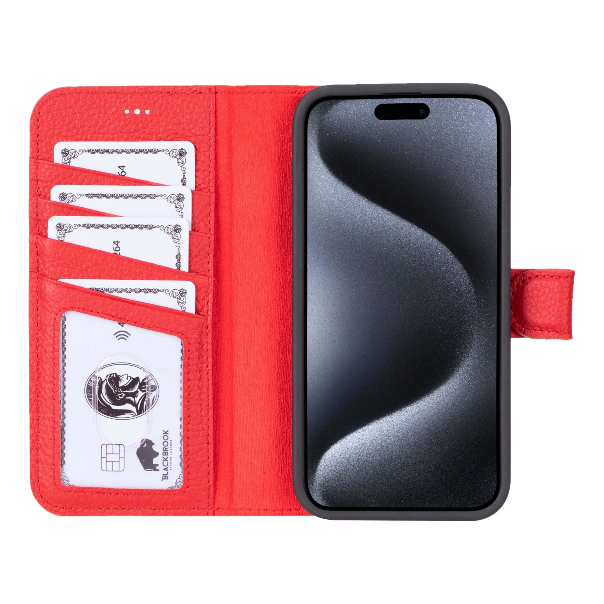 Carter iPhone 15 Pro Max Wallet Case, Pebble Red