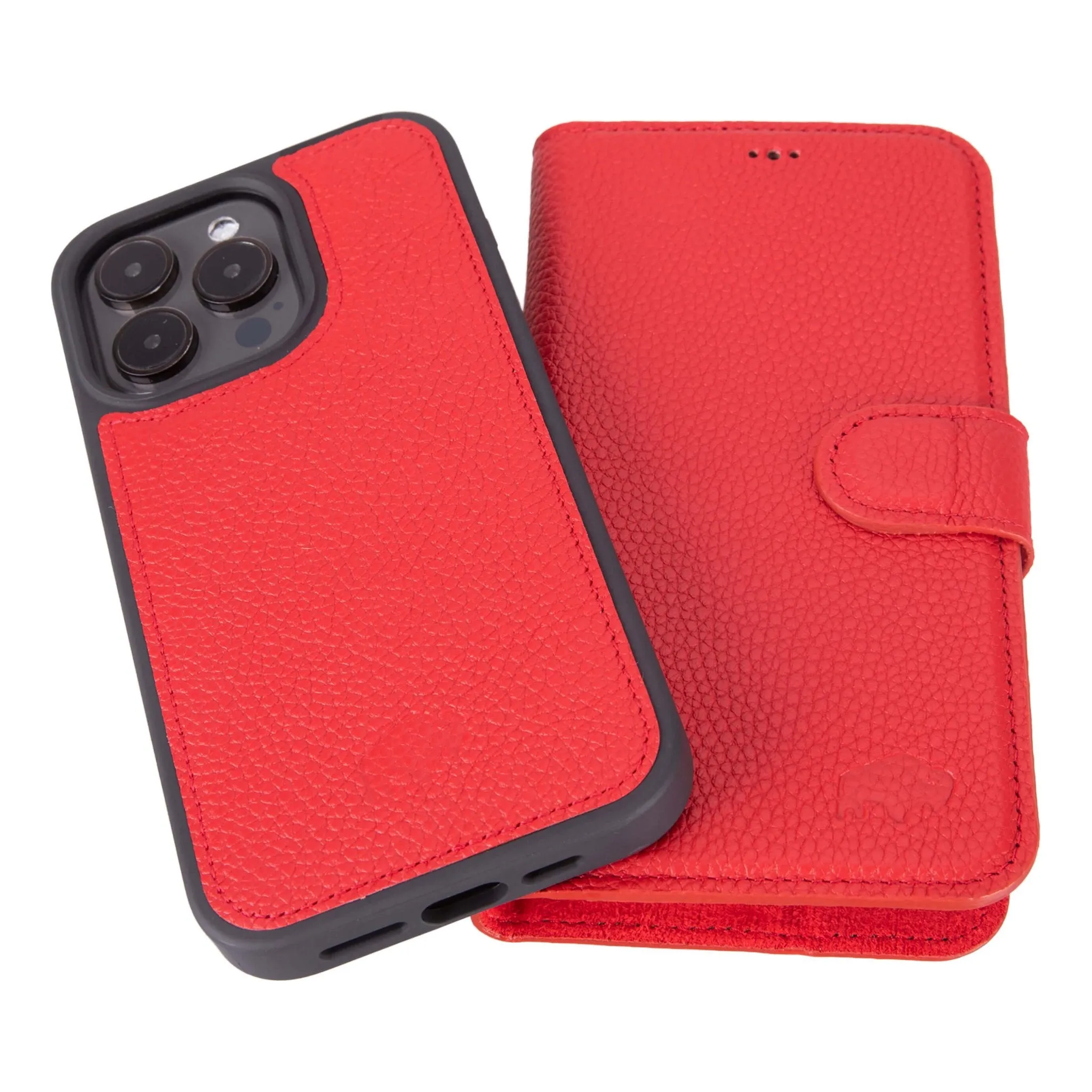 Carter iPhone 15 Pro Max Wallet Case, Pebble Red