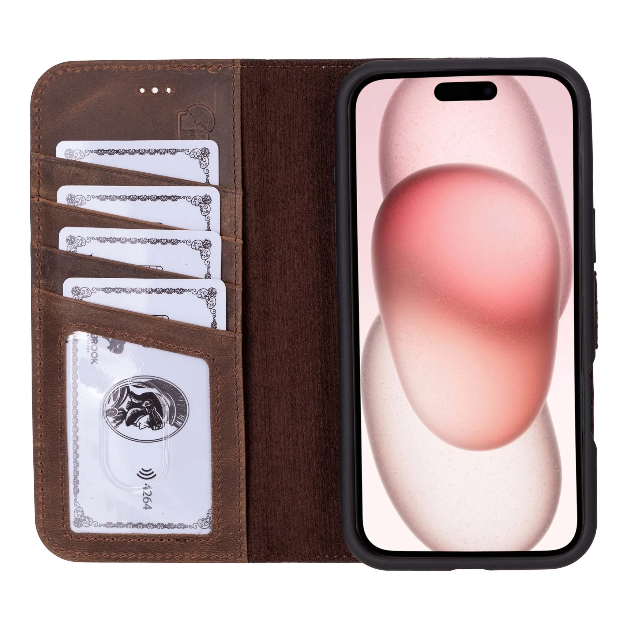 Carter iPhone 16 Plus Wallet Case, Distressed Coffee