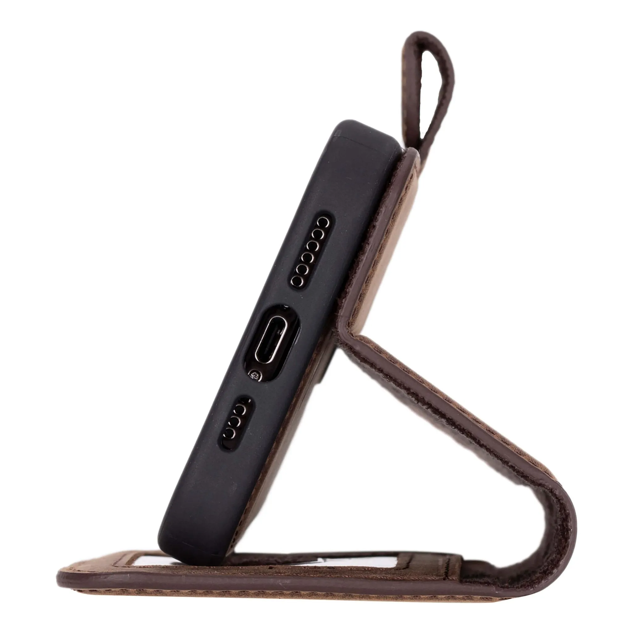 Carter iPhone 16 Plus Wallet Case, Distressed Coffee
