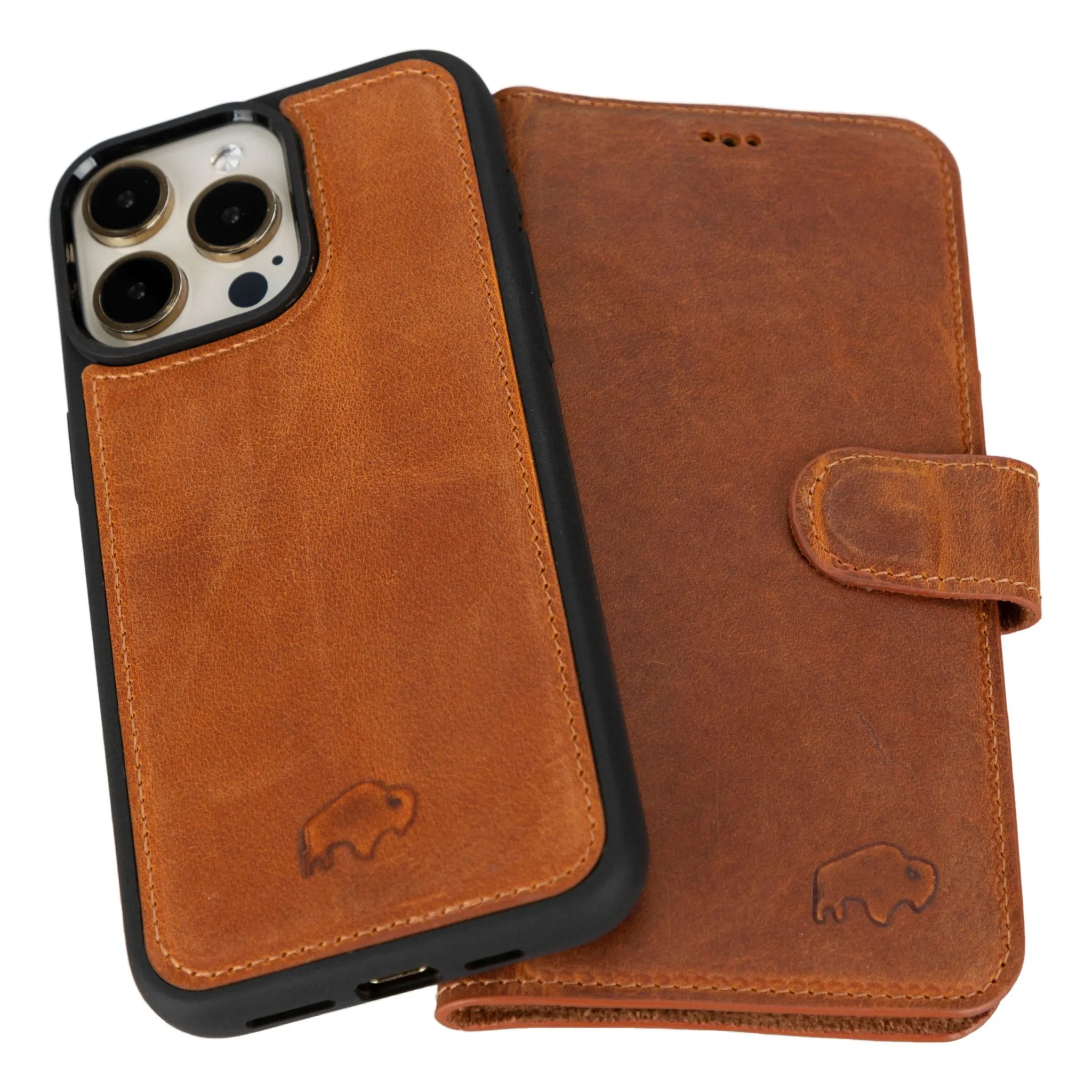 Carter iPhone 16 Pro Max Wallet Case, Golden Brown