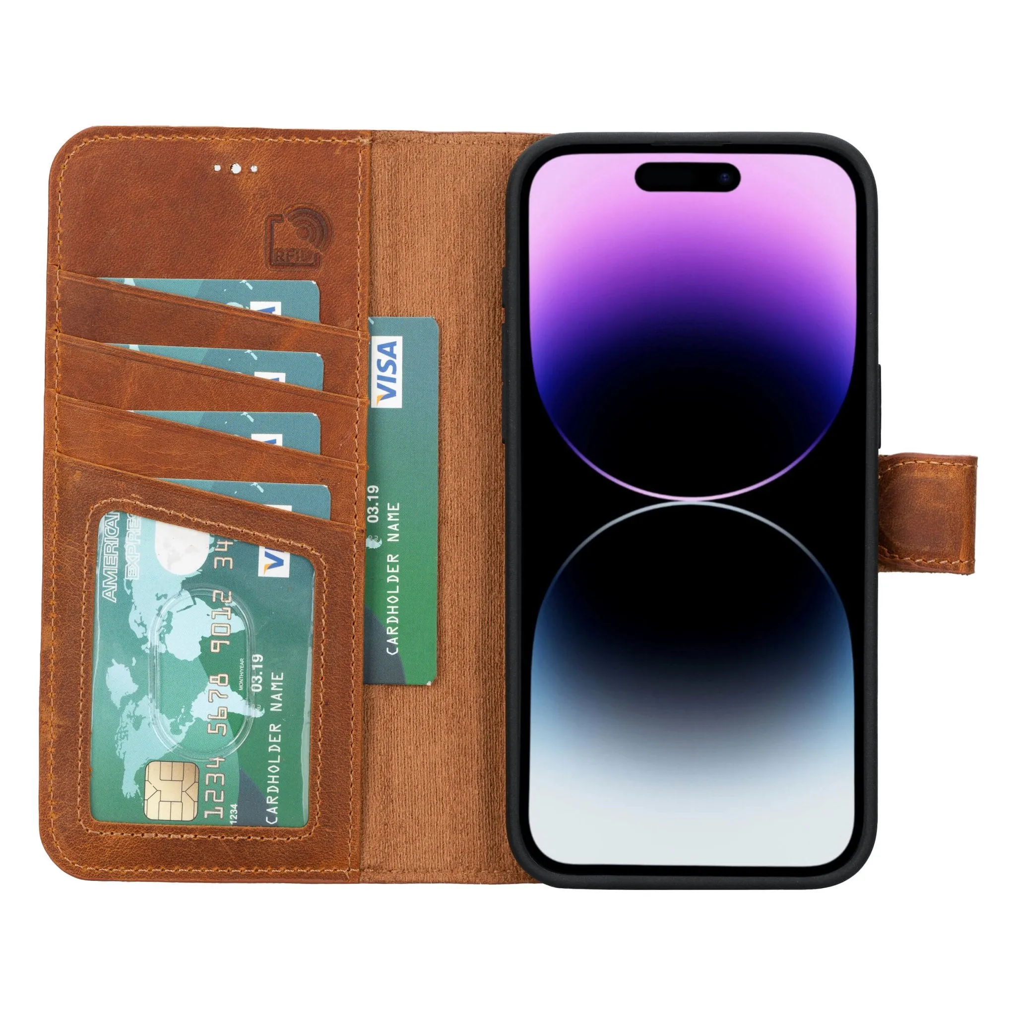 Carter iPhone 16 Pro Max Wallet Case, Golden Brown