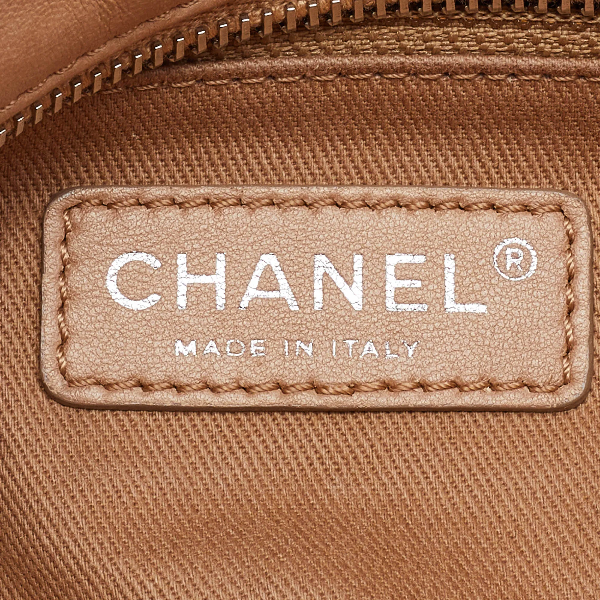 Chanel Beige/Black Quilted Leather CC Chain Link Tote