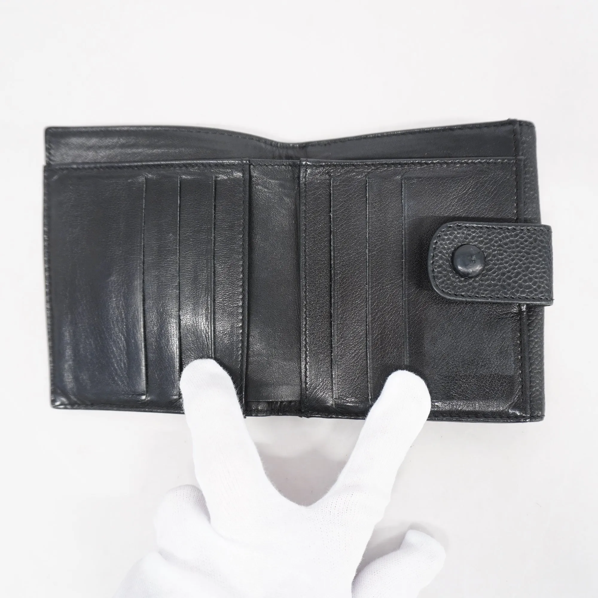 Chanel Bi-fold Wallet Women's Caviar Leather Black