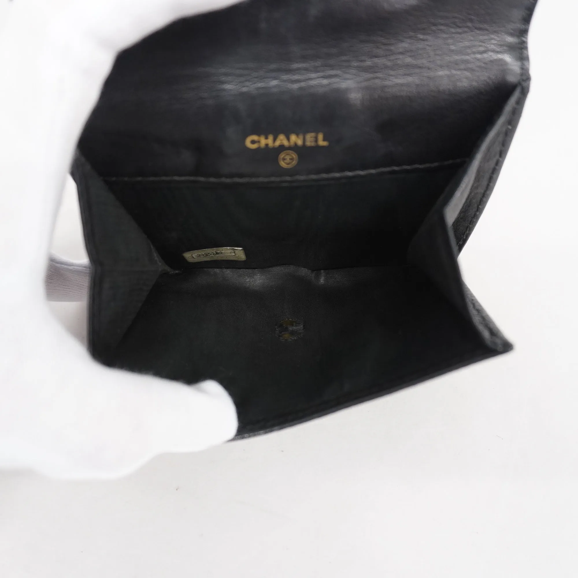 Chanel Bi-fold Wallet Women's Caviar Leather Black