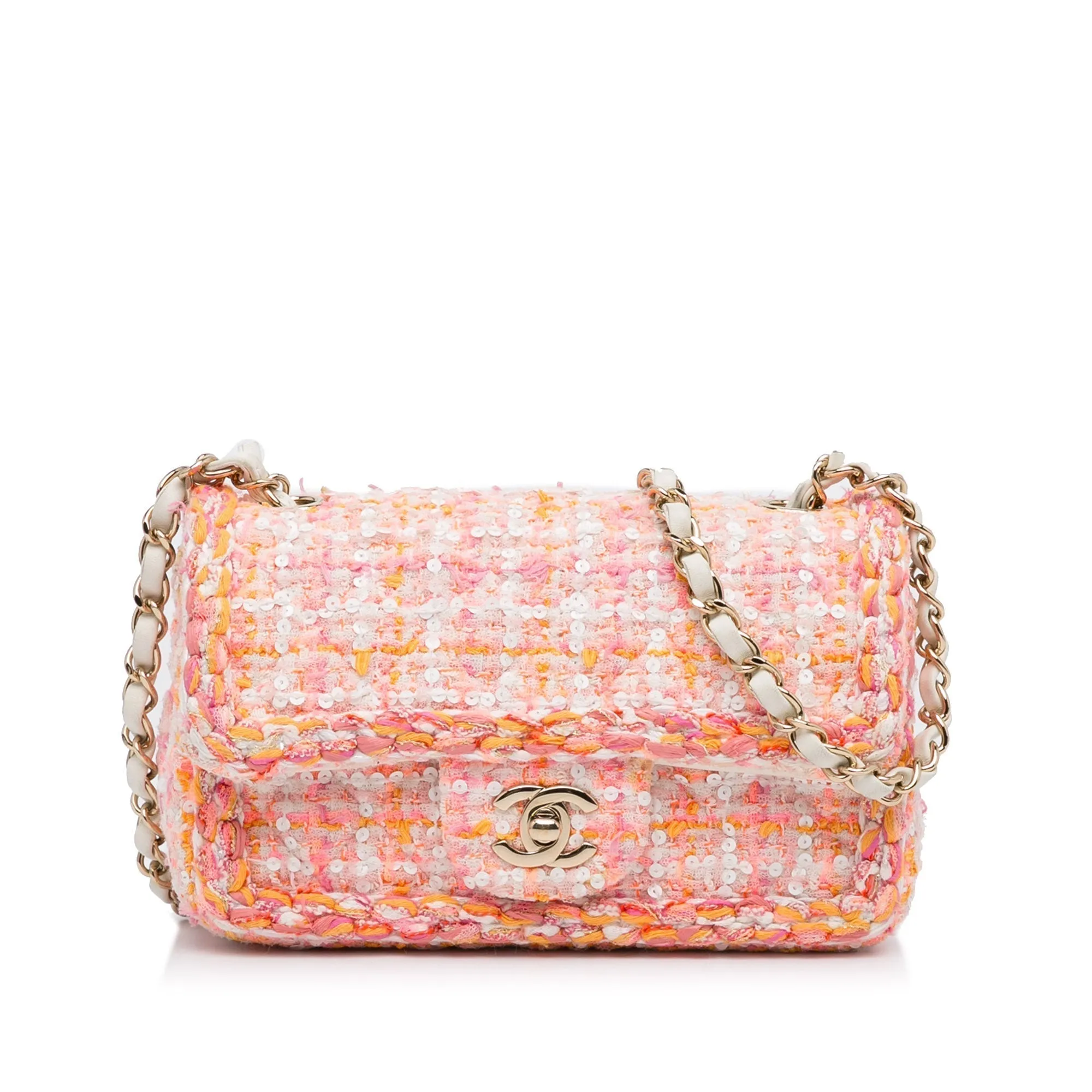 Chanel Classic Flap Bag Mini Multicolor Tweed Silver