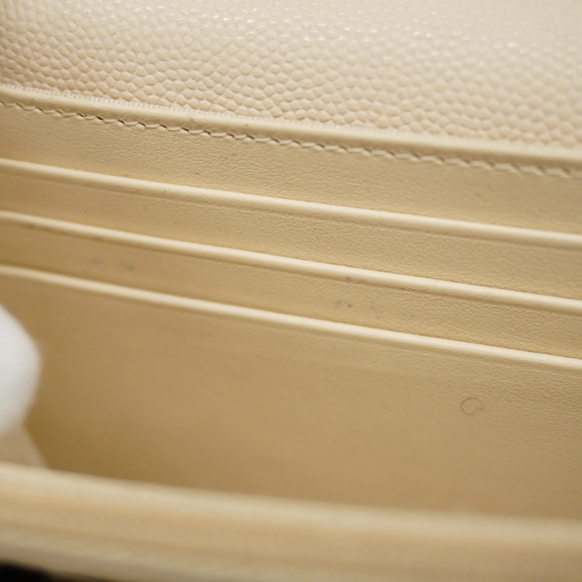 CHANEL  Matelasse Long Wallet [bi-fold] Gold Hardware Caviar Leather Ivory