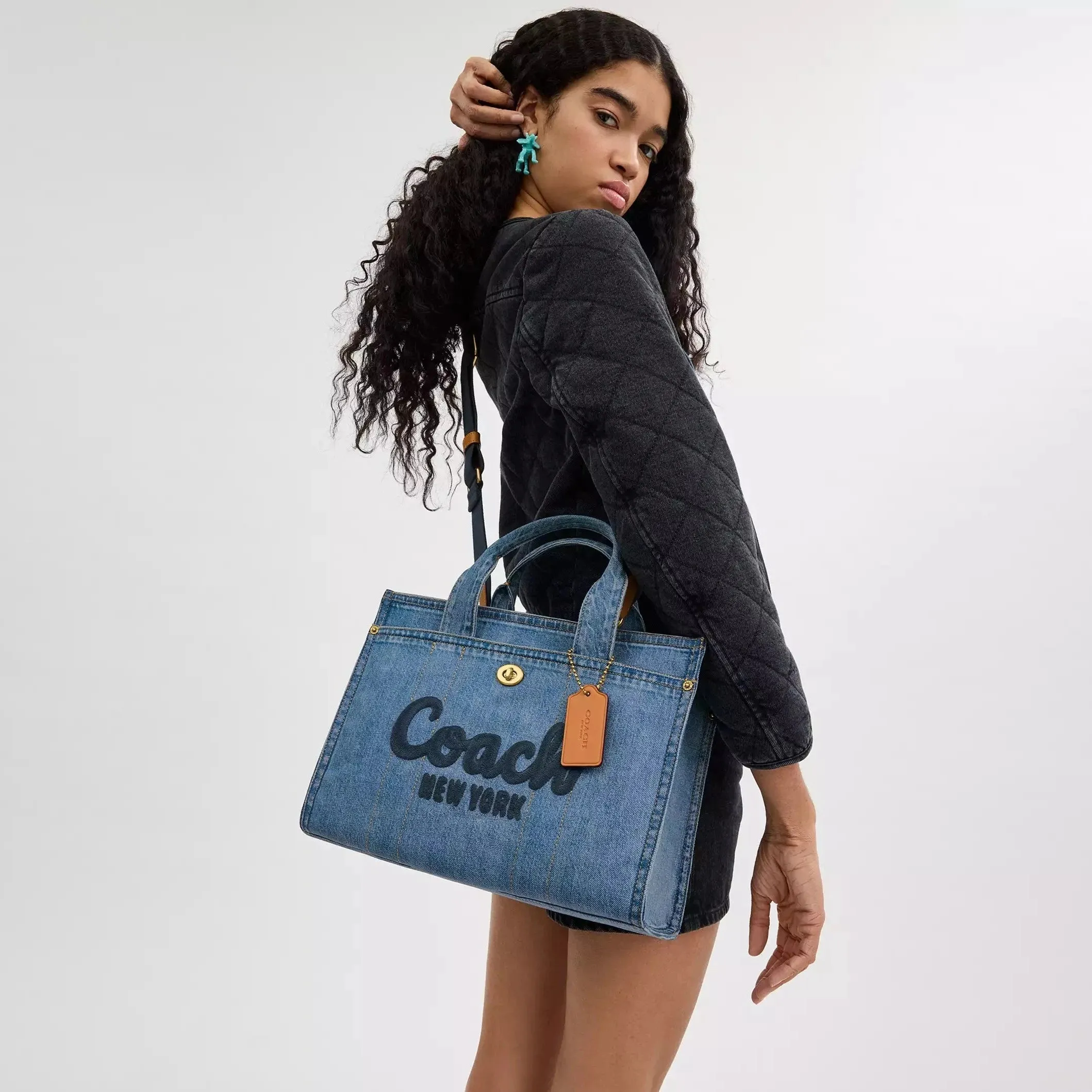 Coach Denim Cargo Tote Bag in Brass/Indigo