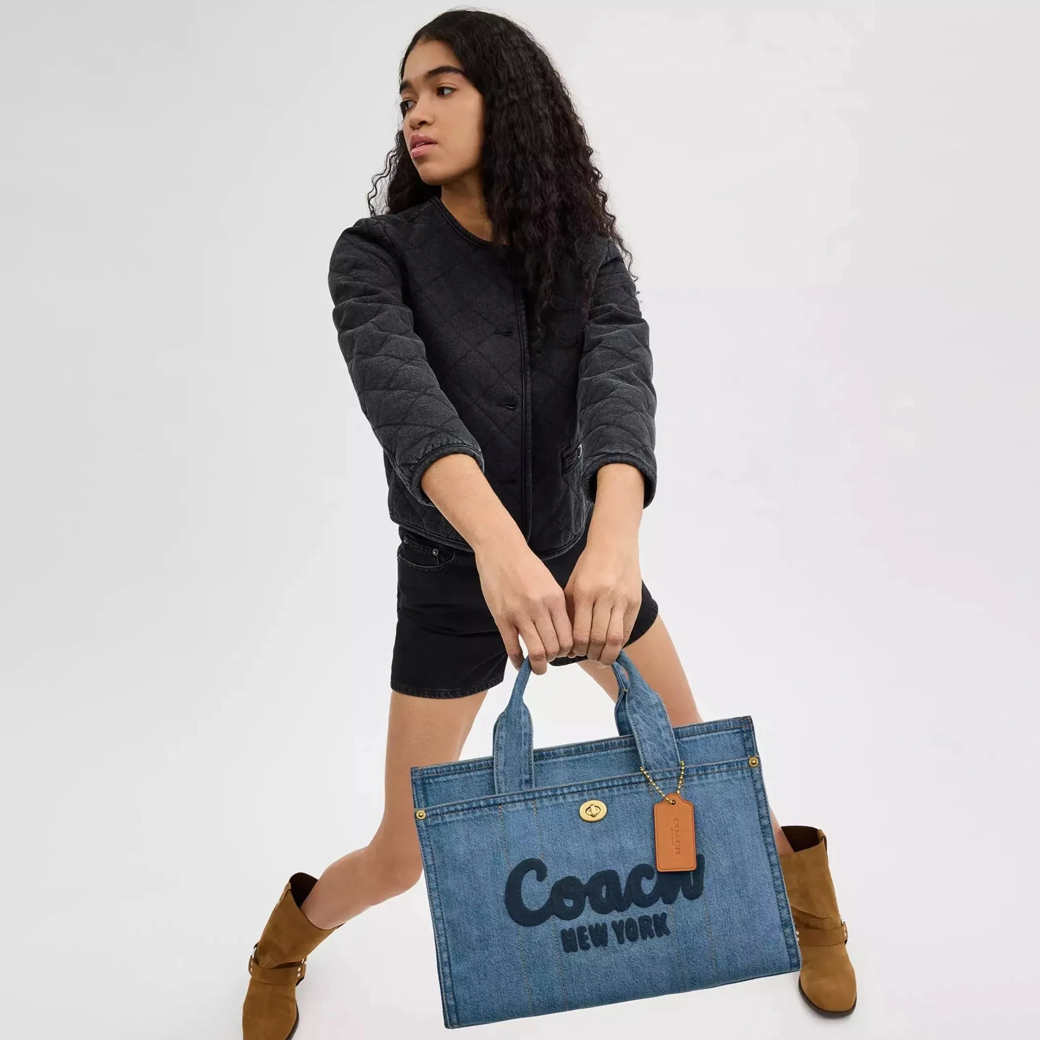 Coach Denim Cargo Tote Bag in Brass/Indigo