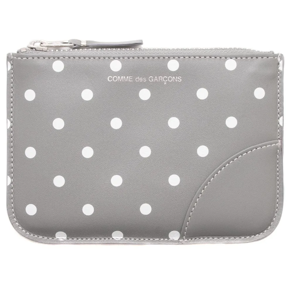 COMME des GARÇONS Zip Wallet Dots Printed Leather Line / Grey