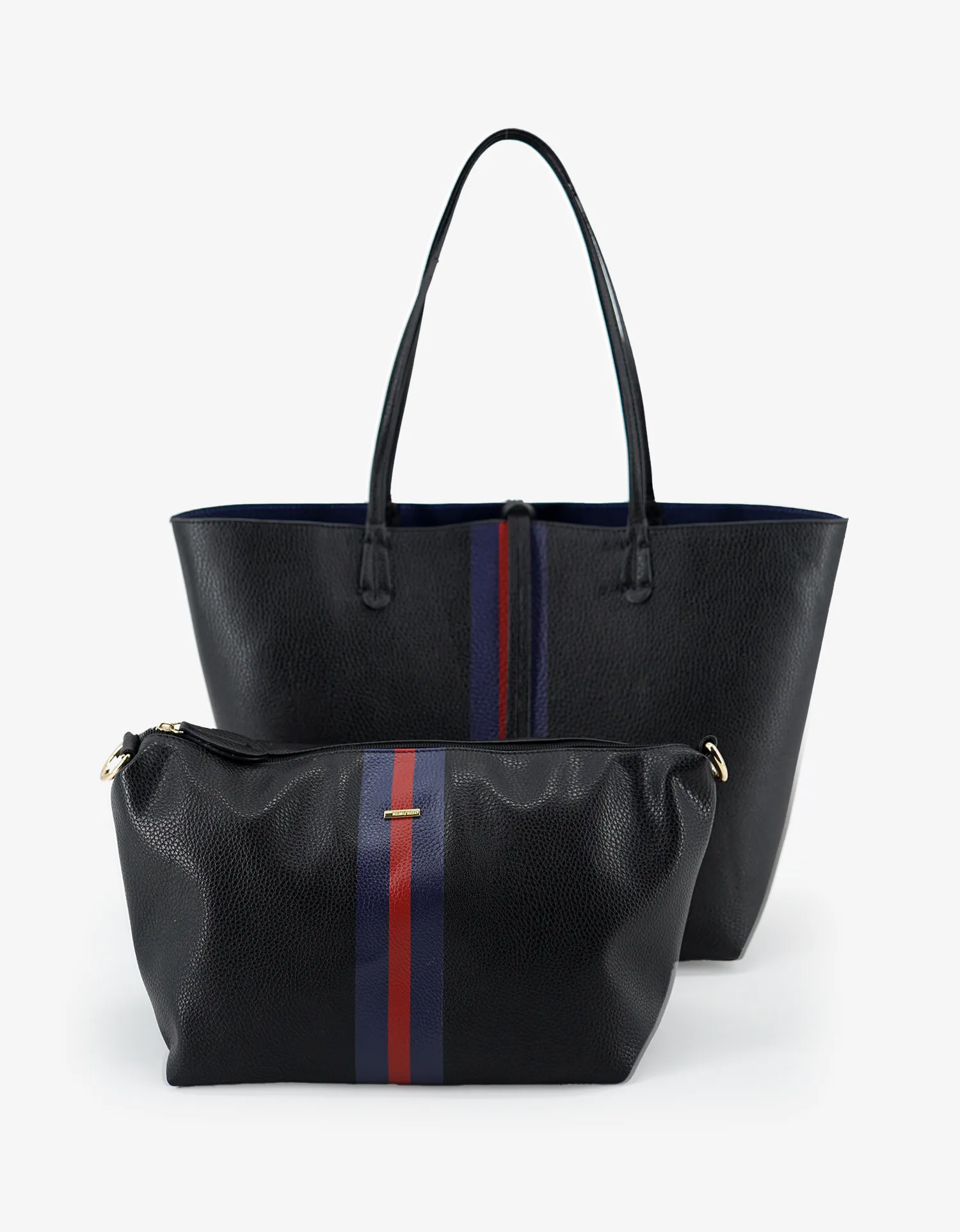 DEPARTURE TOTE STRIPE BLACK/NAVY