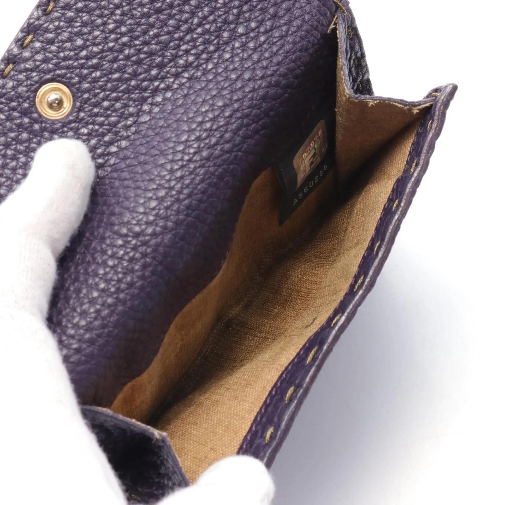 Fendi Leather Bifold Wallet Purple