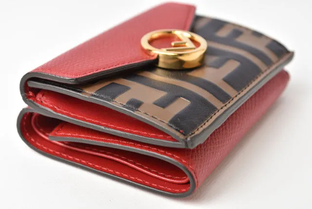 Fendi Leather Trifold Wallet F IS FENDI Micro Red